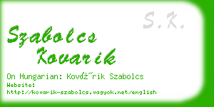 szabolcs kovarik business card